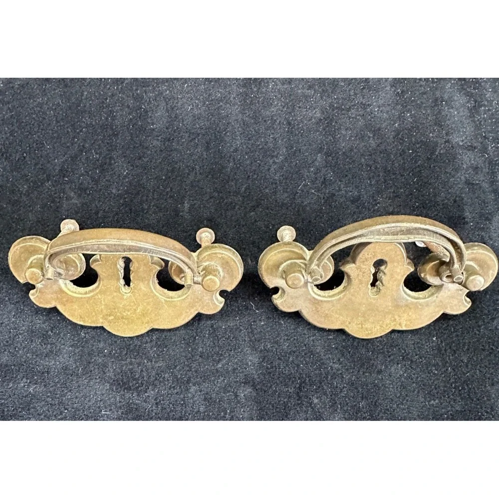 Vintage Brass Drawer Pulls Vintage Hardware Keyhole Bail Pull MCM 3.5